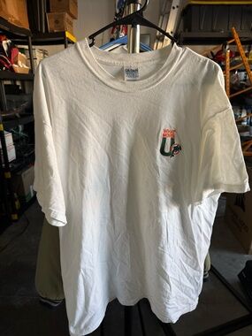 Gildan White Men’s university of Miami Dolphins Logo Short Sleeve T-Shirt tee